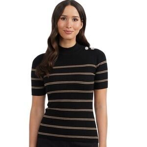 NWT Ellen Tracy Jewel Ribbed Blouse